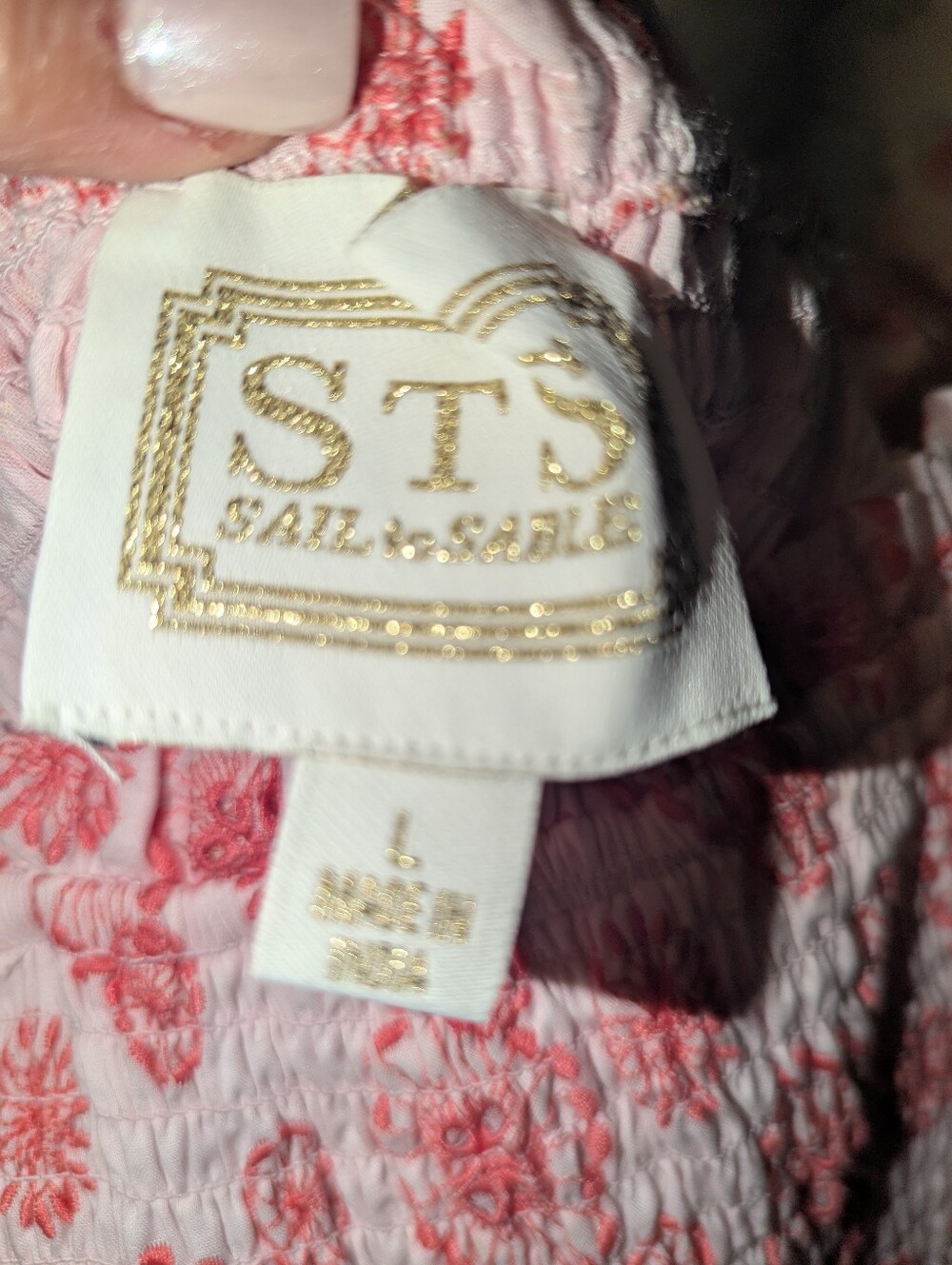 Sail To Sable - Blush & Coral Eyelet Flutter Sleeve Smocked Midi Dress - L, EUC - Picture 6 of 7